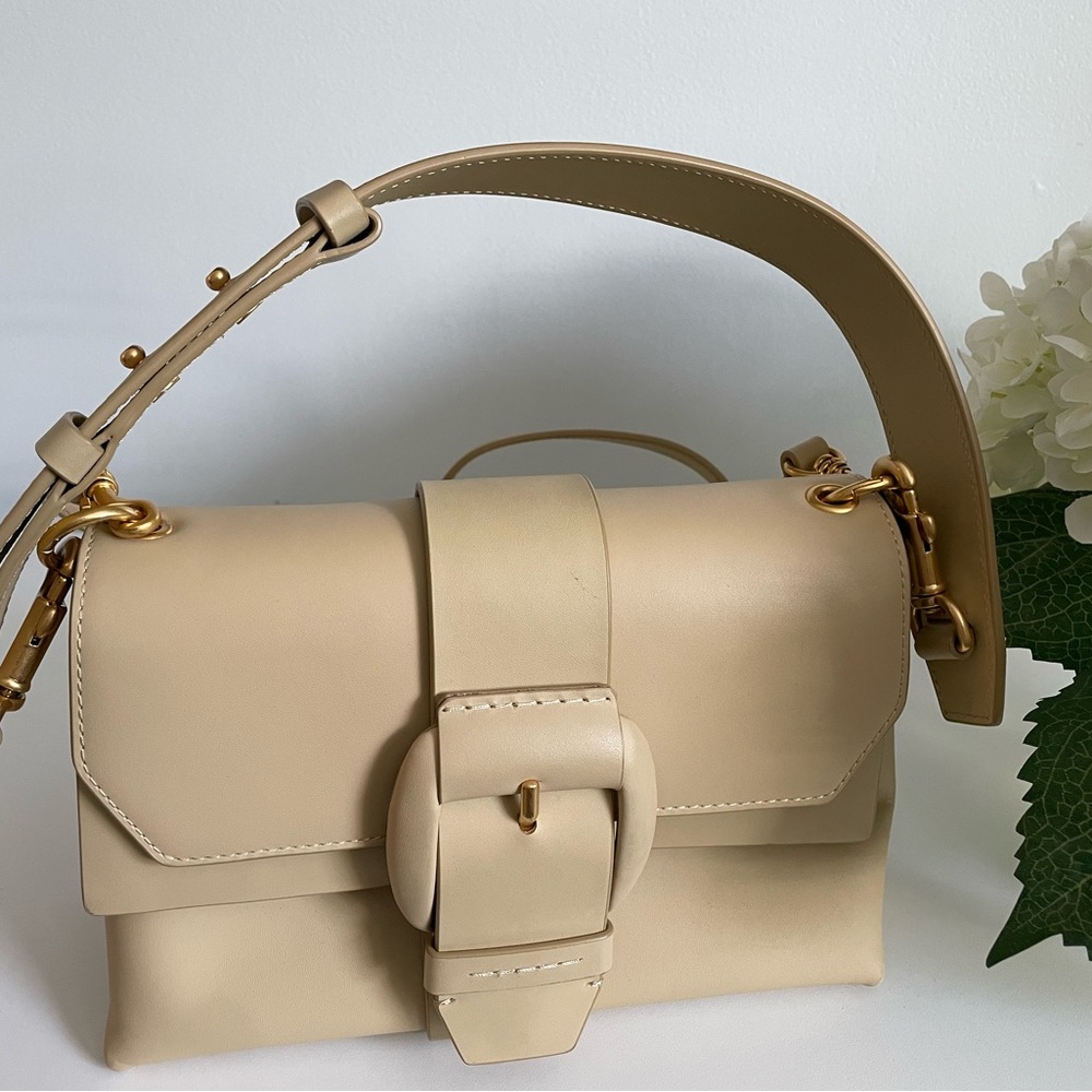 Oroton Frida Soft Leather Medium Bag Beige